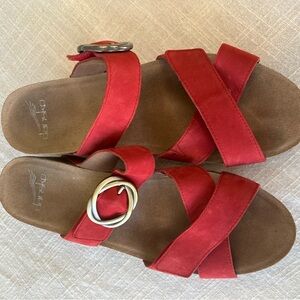 Dansko Red Women's Sandals with Silver Buckle